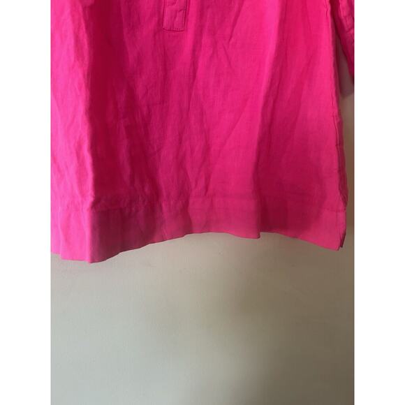 $138 NWT Lilly Pulitzer 100% Linen Hot Pink Barbie Short Puff Sleeve Blouse Sz 8 - Picture 8 of 12